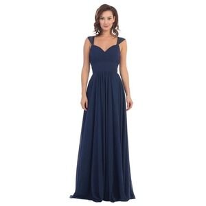 Cinderella Divine Women Gown Sz 16 Blue Beaded Pleated Sweetheart Maxi Dress